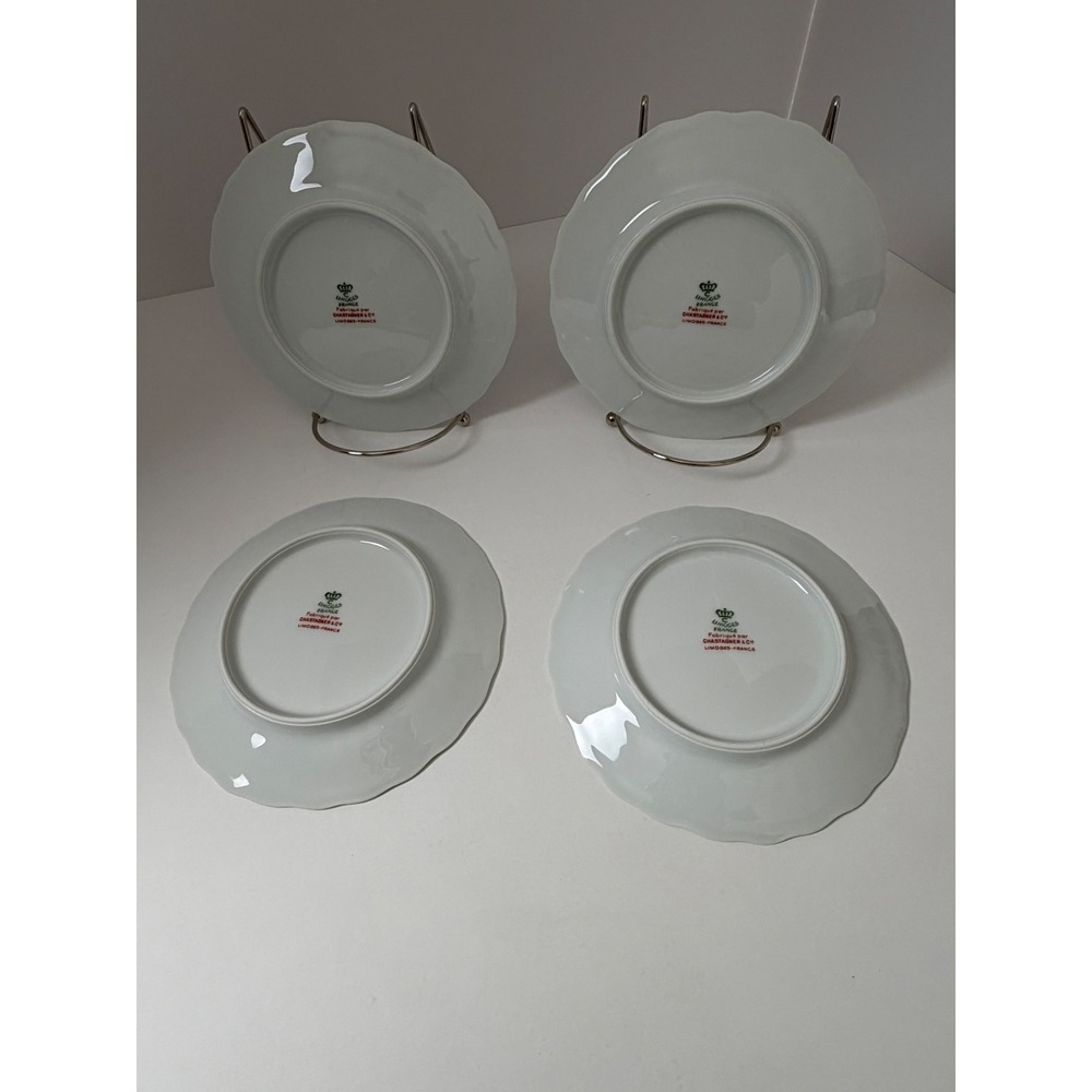 Limoges France Chastagner & Cie Bread Plates Set of 4 6.5" White Floral Rose - Picture 3 of 9